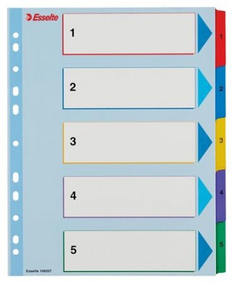 Register, laminovaný kartón, A4 maxi, 1-5, prepisovateľný, ESSELTE