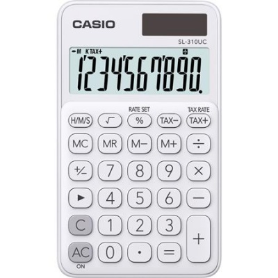 Kalkulačka, vrecková, 10 miestny displej, CASIO "SL 310" biela