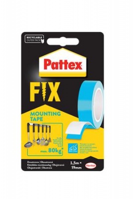 Lepiaca páska, obojstranná, 19 mm x 1,5 m, HENKEL "Pattex Fix 80 kg", modrá