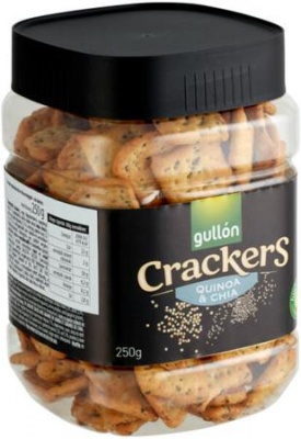 Krekry, 250 g, GULLÓN "Cracker" s chia semienkami a quinoou