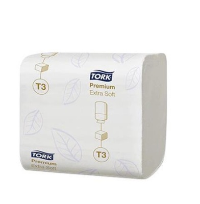 Toaletný papier, T3 systém, 2-vrstvový, Premium, TORK "Extra Soft Folded", biela