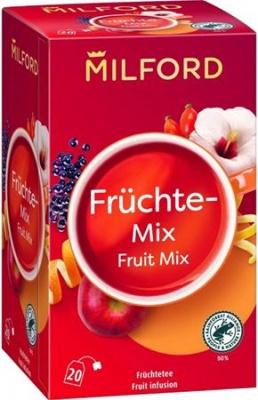 Ovocný čaj, 20x2,5 g, MILFORD "Fruitmix", mix ovocia