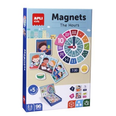 Sada na rozvíjanie zručností, magnetická, 96 ks, APLI Kids "Magnets", hodiny