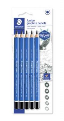 Grafitová ceruzka, jumbo, šesťhranná, STAEDTLER "Mars Lumograph Jumbo 100J", 5 rôznych tvrdostí