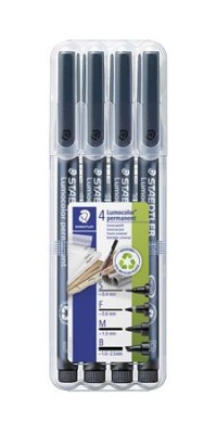 Permanentný popisovač, sada, OHP, STAEDTLER "Lumocolor® 31", 4 rôzne hrúbky, čierna