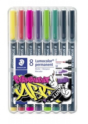 Permanentný popisovač, sada,  STAEDTLER "Lumocolor Permanent ART 31", 8 rôznych farieb a hrúbok